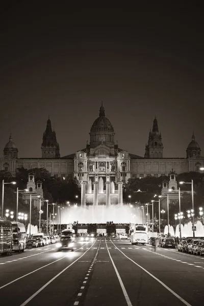 Musée National Art Catalogne Avec Fontaine Magique Vue Rue Placa — Photo