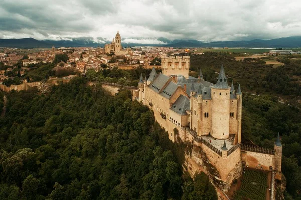 Alcazar Segóvia Como Famosa Vista Aérea Referência Espanha — Fotografia de Stock