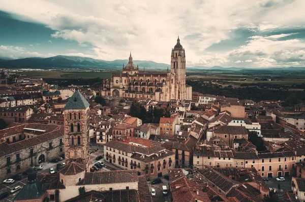 Letecký Pohled Katedrály Segovia Španělsku — Stock fotografie