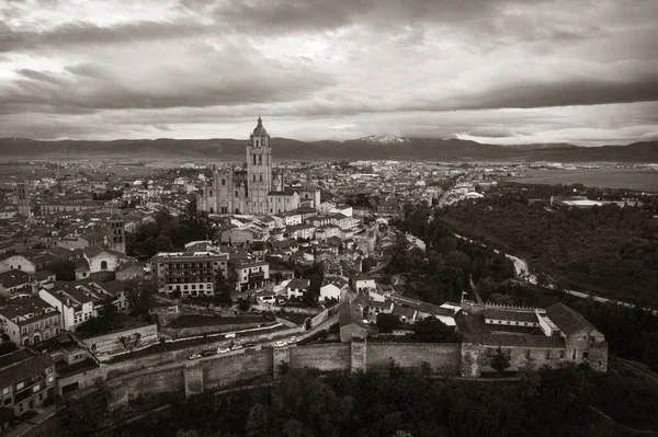 Letecký Pohled Katedrály Segovia Španělsku — Stock fotografie