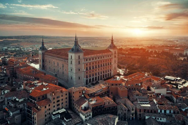 Linna San Servando Antenni Näkymä Auringonlaskun Toledo Espanja — kuvapankkivalokuva