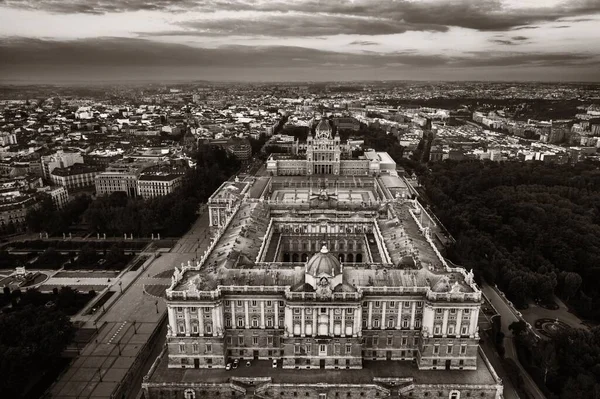 Palazzo Reale Vista Aerea All Alba Madrid Spagna — Foto Stock