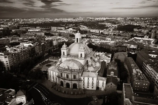 Flygfoto Över Royal Basilica San Francisco Grande Vid Soluppgången Madrid — Stockfoto