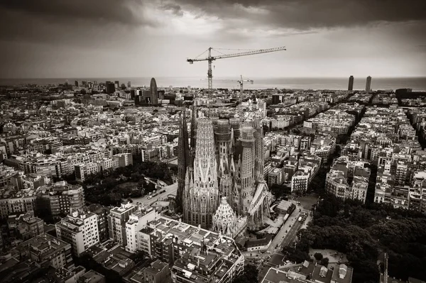 Basilique Sagrada Familia Vue Aérienne Comme Célèbre Monument Barcelone Espagne — Photo