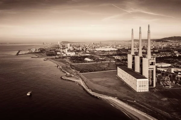 Vista Aérea Central Térmica Besos Costa Barcelona Espanha — Fotografia de Stock