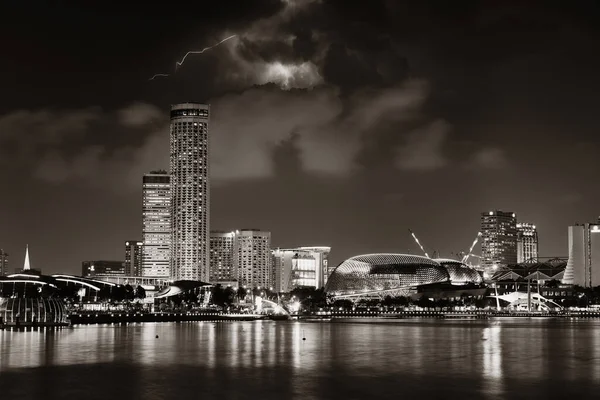 Singapore Skyline Nachts Met Stedelijke Gebouwen — Stockfoto