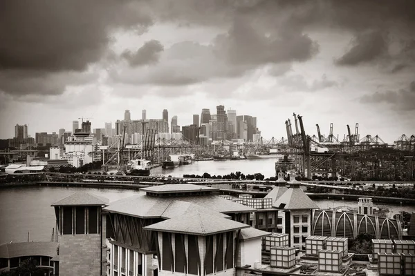 Singapore Stedelijke Stad Luchtfoto — Stockfoto