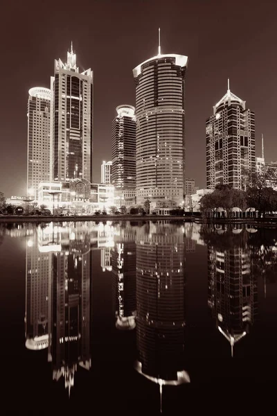 Paysage Urbain Shanghai Nuit Avec Des Gratte Ciel Urbains Chine — Photo