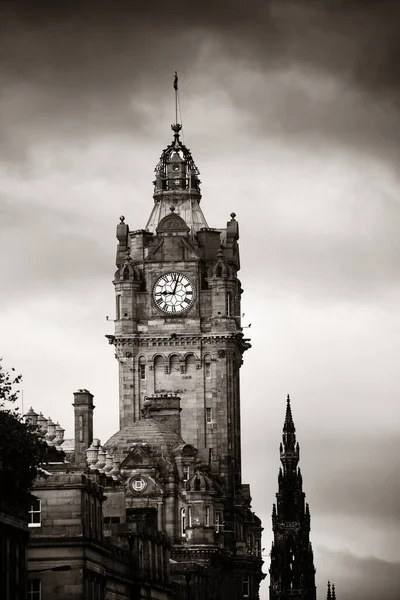Balmoral Hotel Bell Tower Scott Monument Edinburgh City View — Stock Photo, Image