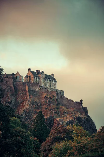 Castello Edimburgo Tramonto Come Famoso Punto Riferimento Della Città Regno — Foto Stock