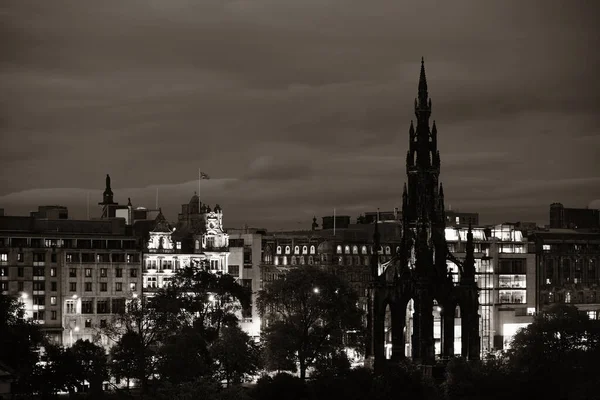 Edimburgo Vista Ciudad Con Scott Monumento Por Noche Reino Unido — Foto de Stock