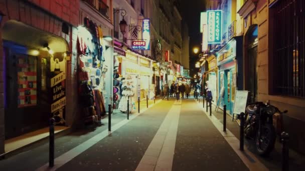 Vista nocturna calle París — Vídeo de stock