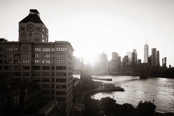 New York City Stadsutsikt Med Historisk Arkitektur Vid Solnedgången — Stockfoto