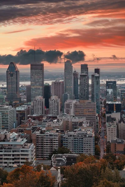 Montreal Gün Doğumu Şehri Kanada Gökdelenle Gökdelen — Stok fotoğraf