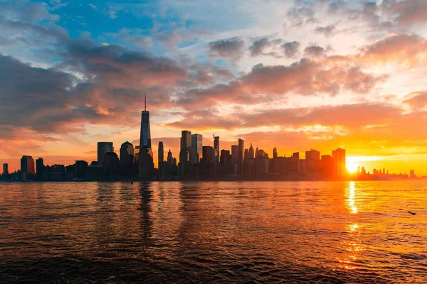 Nowy Jork Panorama Miasta Widok Miejski Wschodzie Słońca Architekturą Historyczną — Zdjęcie stockowe