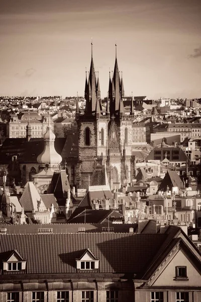 Iglesia Nuestra Señora Vista Del Horizonte Praga Azotea República Checa — Foto de Stock