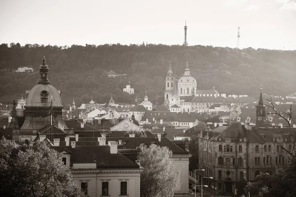Praha Panorama Střechy Kostelem Kopulí České Republice — Stock fotografie