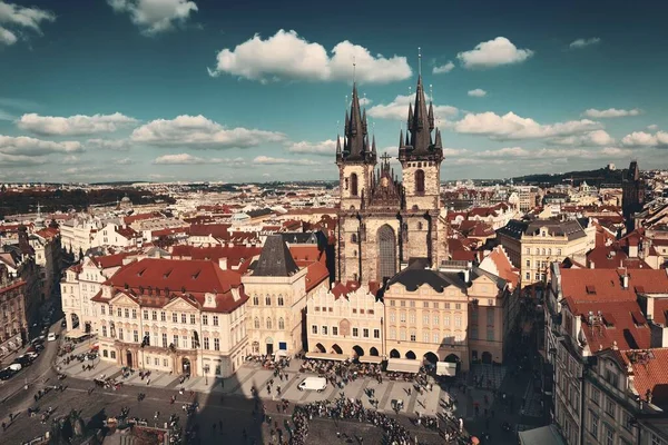 Liebfrauenkirche Und Prager Skyline Auf Dem Dach Der Tschechischen Republik — Stockfoto