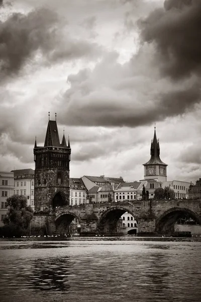 Prague Skyline Bridge River Czech Republic — Stock Photo, Image