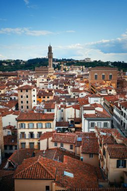 İtalya 'da Floransa' nın çatı manzaralı şehir silueti