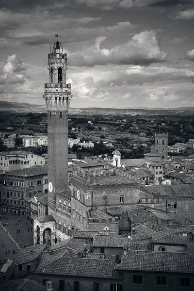 Cidade Medieval Vista Panorâmica Siena Com Edifícios Históricos Câmara Municipal — Fotografia de Stock