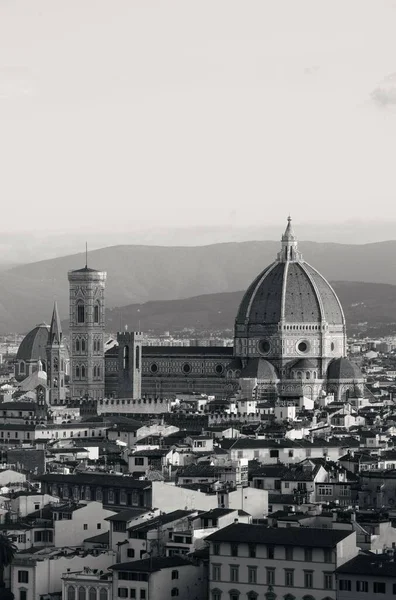 Firenze Katedrális Város Városképe Piazzale Michelangelo Fekete Fehér — Stock Fotó