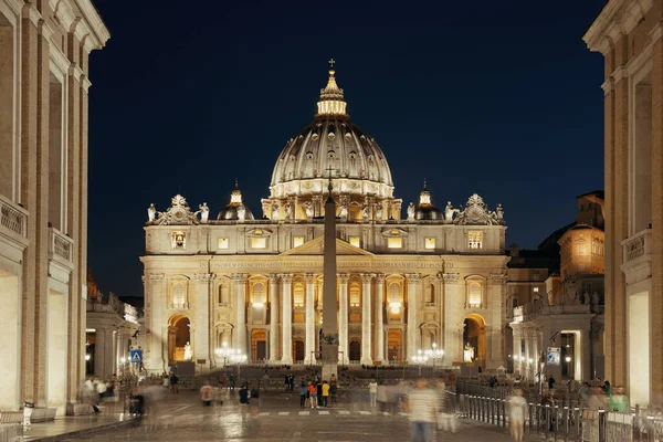 Città Del Vaticano Basilica San Pietro Notte — Foto Stock