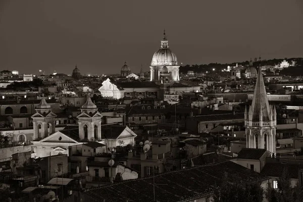 Vista Para Telhado Arquitetura Histórica Roma Horizonte Cidade Noite Itália — Fotografia de Stock