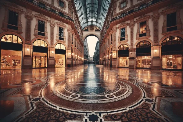 Galleria Vittorio Emanuele Pusat Perbelanjaan Interior Milan Italia — Stok Foto