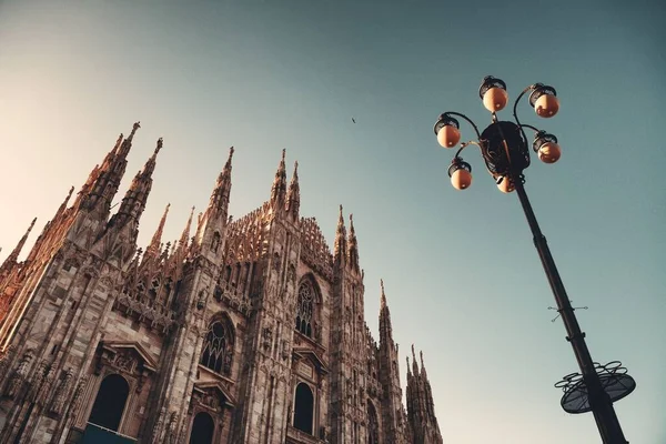 Duomo Lamba Direği Talya Nın Milano Şehrinin Merkezi Olan Katedral — Stok fotoğraf