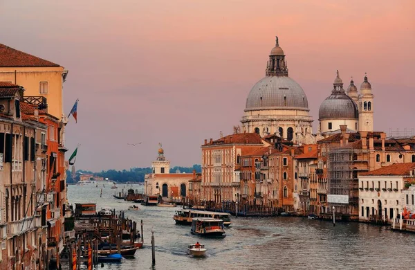 Iglesia Santa Maria Della Salute Vista Gran Canal Amanecer Con — Foto de Stock