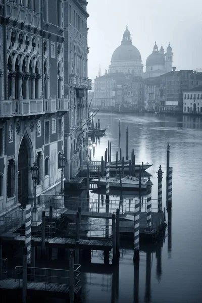 Kirche Santa Maria Della Salute Und Canal Grande Monochrom Mit — Stockfoto