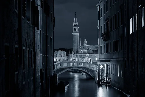 Venice Canal View Night San Giorgio Maggiore Historical Buildings Italy — Stock Photo, Image