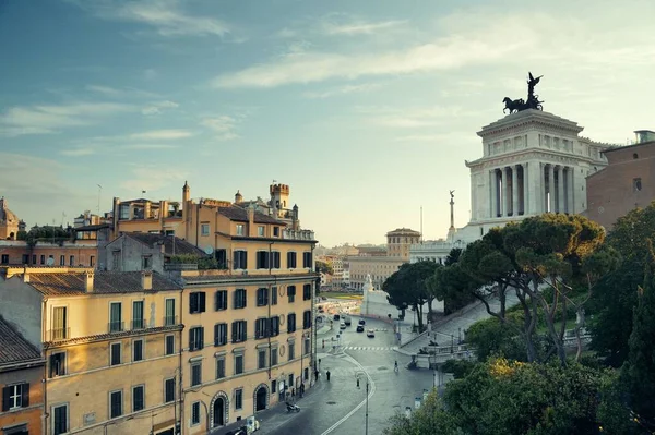 Vista Calle Con Monumento Nacional Víctor Manuel Roma Italia — Foto de Stock