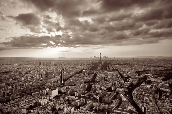Paris Tak Utsikt Med Eiffeltornet Svart Och Vitt — Stockfoto