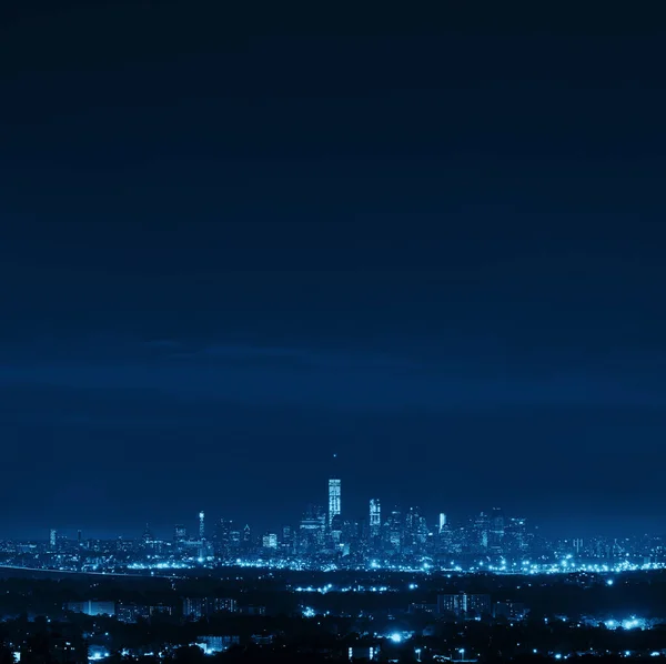 Nova York Skyline Noite Com Arranha Céus Urbanos Centro Cidade — Fotografia de Stock