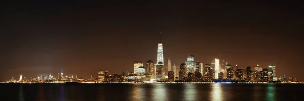 Skyline Del Centro New York Notte Panorama Sul Fiume Hudson — Foto Stock