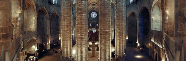 Βασιλική Της Santa Maria Del Mar Closeup Panorama Στη Βαρκελώνη — Φωτογραφία Αρχείου