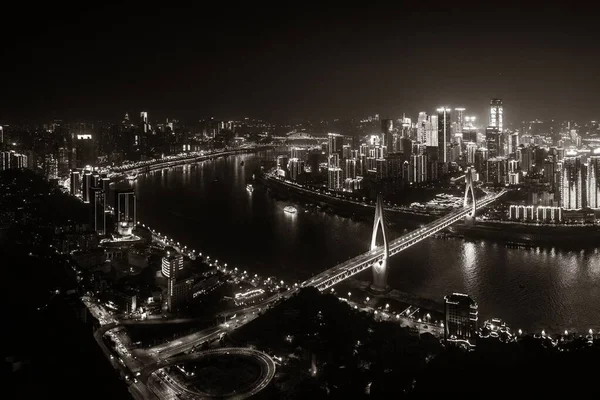 Chongqing Αστική Αρχιτεκτονική Και Τον Ορίζοντα Της Πόλης Νύχτα Στην — Φωτογραφία Αρχείου