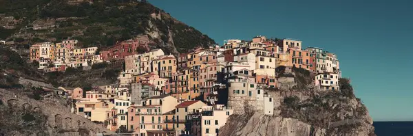 Italiaanse Stijl Residentiële Gebouwen Boven Klif Manarola Cinque Terre Italië — Stockfoto