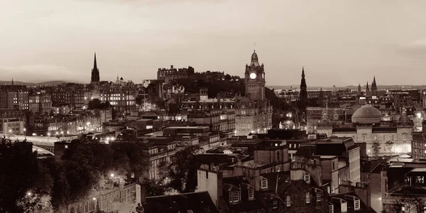 Edimburgo Vista Sulla Città Panorama Notte Nel Regno Unito — Foto Stock