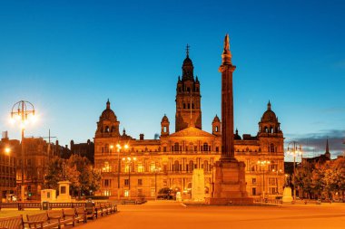 Glasgow, İskoçya 'daki George' da şehir konseyi gece görüşü