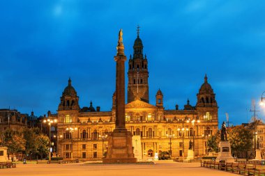 Glasgow, İskoçya 'daki George' da şehir konseyi gece görüşü