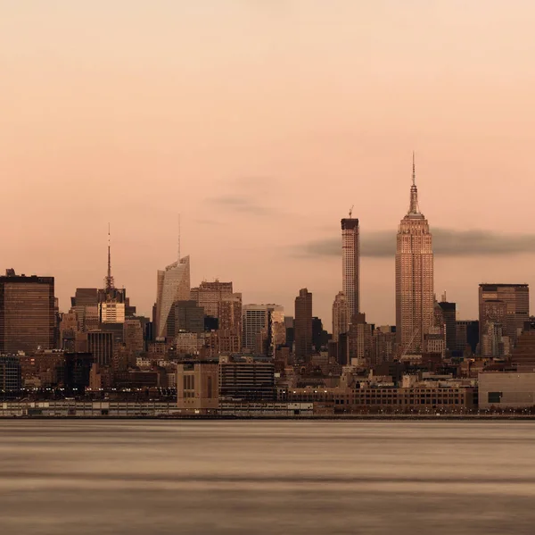 Centrum Nowego Jorku Drapaczami Chmur Nad Rzeką Hudson Oglądanym New — Zdjęcie stockowe