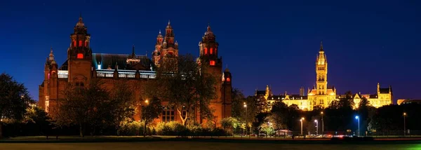 Glasgow University Campus Kilátás Történelmi Építészet Éjjel Skóciában Egyesült Királyság — Stock Fotó