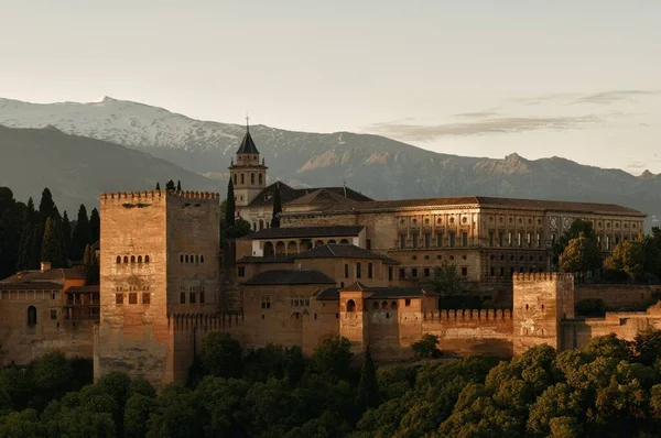 Granada Alhambra Spanya Daki Dağın Üzerinden Panoramik Manzara — Stok fotoğraf