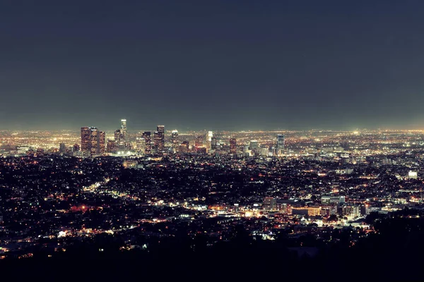 Los Angeles Noite Com Edifícios Urbanos — Fotografia de Stock