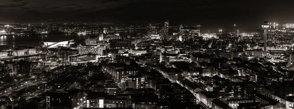 Liverpool Skyline Vista Sul Tetto Notte Con Edifici Inghilterra Nel — Foto Stock