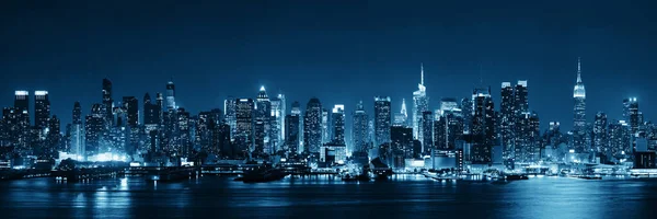 Midtown Manhattan Skyline Zwart Wit Bij Schemering Panorama Hudson River — Stockfoto