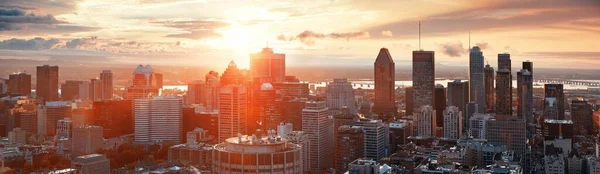 Montreal Sunrise Cidade Horizonte Com Arranha Céu Canadá — Fotografia de Stock